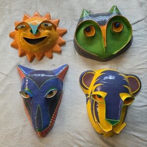 Vintage Gina Truex Paper Mache Masks - Set Of 4